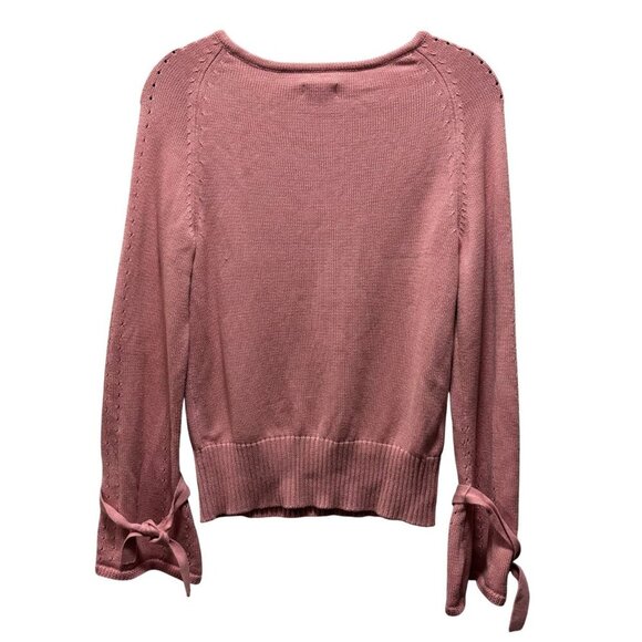 Sundance Womens Pink Raglan Knit Sweater Bell Sleeve  With Tie Detail Size S - Picture 2 of 9